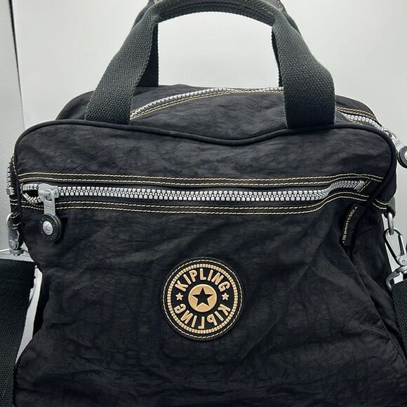 Kipling Black Large Canvas Zip Up Duffel Bag with Adjustable Strap Unisex - Picture 2 of 12